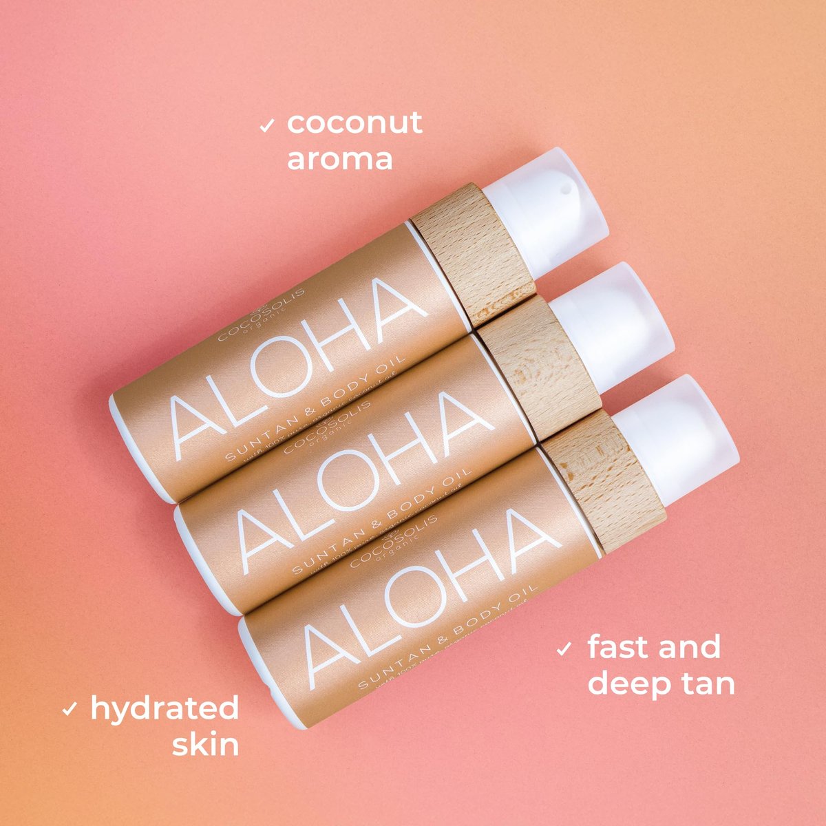 COCOSOLIS ALOHA Sun Tan & Body Oil - Organic Tanning Bed Lotion - Healthy Deep Chocolate Tan - Tanning Accelerator with 5 Precious Oils (110 ml) Avelisse