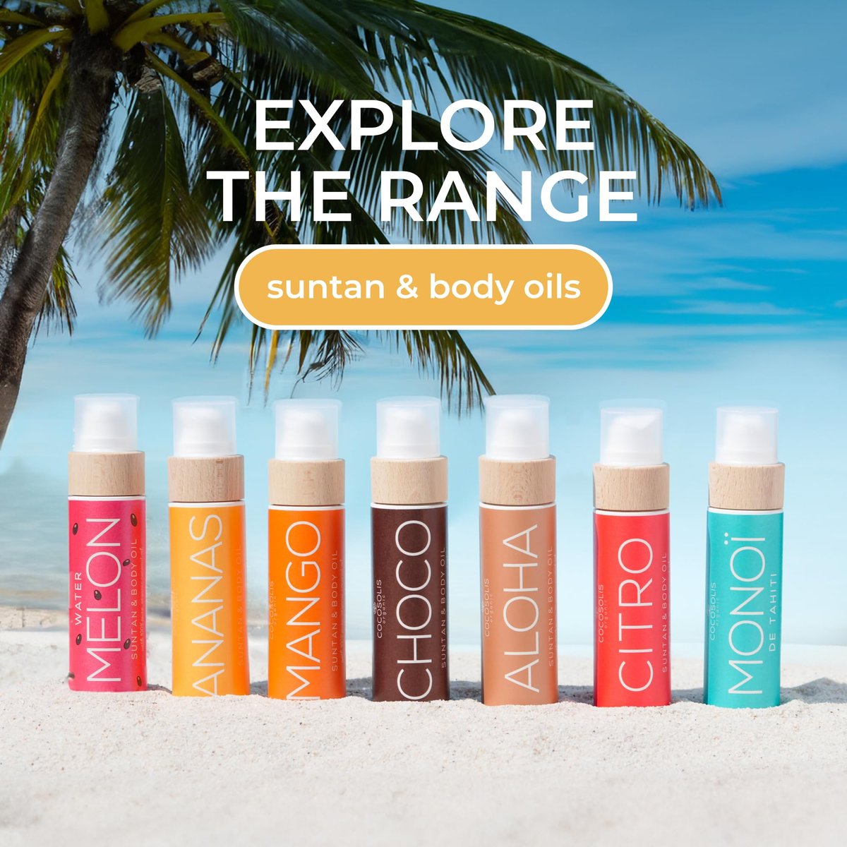 COCOSOLIS ALOHA Sun Tan & Body Oil - Organic Tanning Bed Lotion - Healthy Deep Chocolate Tan - Tanning Accelerator with 5 Precious Oils (110 ml) Avelisse