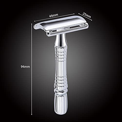 BAILI Classic 3-Piece Double Edge Safety Razor Wet Shaving Kit for Men and Women with Platinum Blade & Mirrored Travel Case - görsel 8