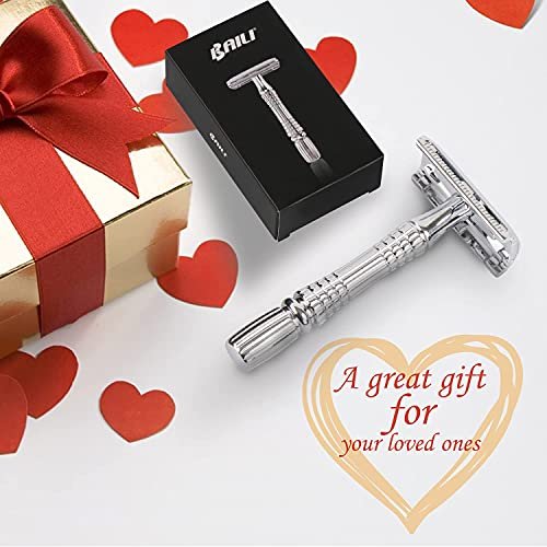 BAILI Classic 3-Piece Double Edge Safety Razor Wet Shaving Kit for Men and Women with Platinum Blade & Mirrored Travel Case - görsel 16