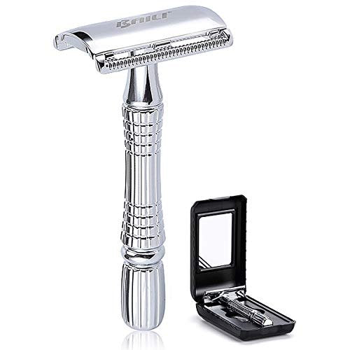 BAILI Classic 3-Piece Double Edge Safety Razor Wet Shaving Kit for Men and Women with Platinum Blade & Mirrored Travel Case - görsel 2