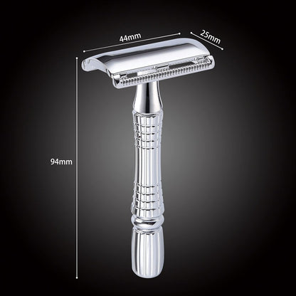 BAILI Classic 3-Piece Double Edge Safety Razor Wet Shaving Kit for Men and Women with Platinum Blade & Mirrored Travel Case