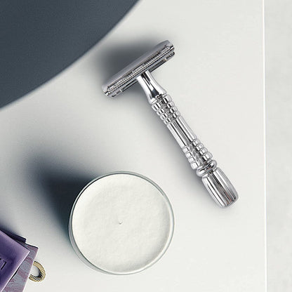 BAILI Classic 3-Piece Double Edge Safety Razor Wet Shaving Kit for Men and Women with Platinum Blade & Mirrored Travel Case