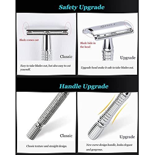 BAILI Classic 3-Piece Double Edge Safety Razor Wet Shaving Kit for Men and Women with Platinum Blade & Mirrored Travel Case - görsel 12