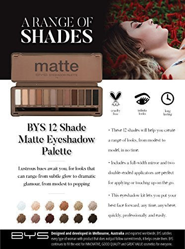 BYS Eyeshadow Palette - 12 Matte Eyeshadows with 2 Applicators, 12g/0.42oz - görsel 4
