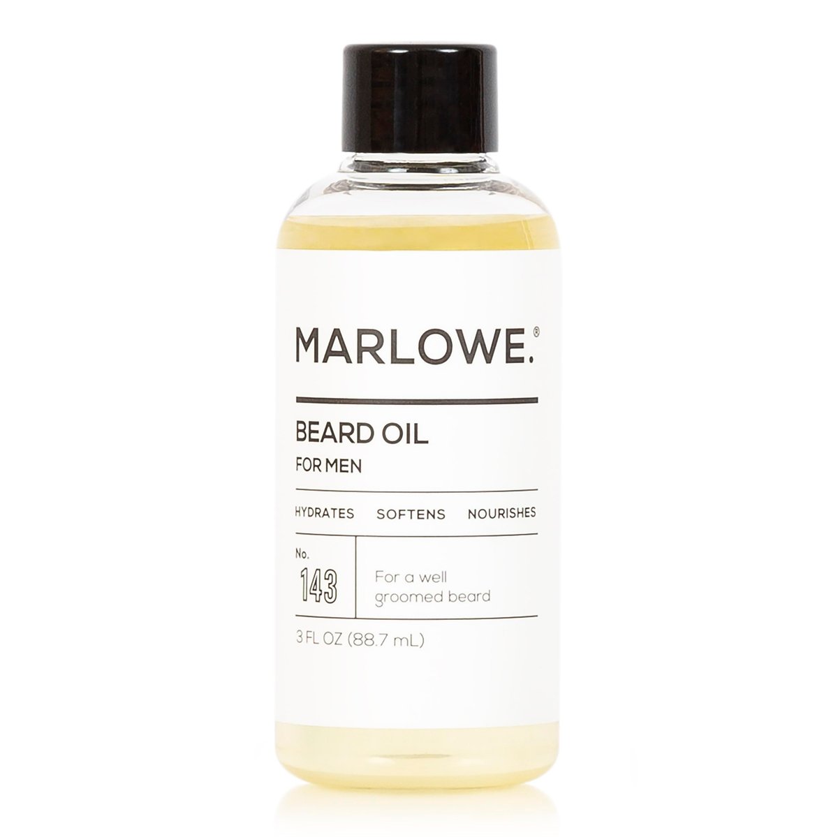 MARLOWE. No. 143 Beard Oil - Fragrance Free Natural Beard Conditioner for Softer, Fuller Beard, 3 oz Avelisse