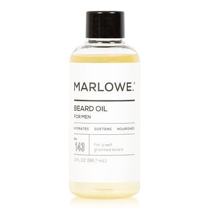 MARLOWE. No. 143 Beard Oil - Fragrance Free Natural Beard Conditioner for Softer, Fuller Beard, 3 oz Avelisse