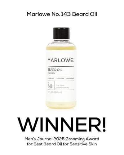 MARLOWE. No. 143 Beard Oil - Fragrance Free Natural Beard Conditioner for Softer, Fuller Beard, 3 oz Avelisse