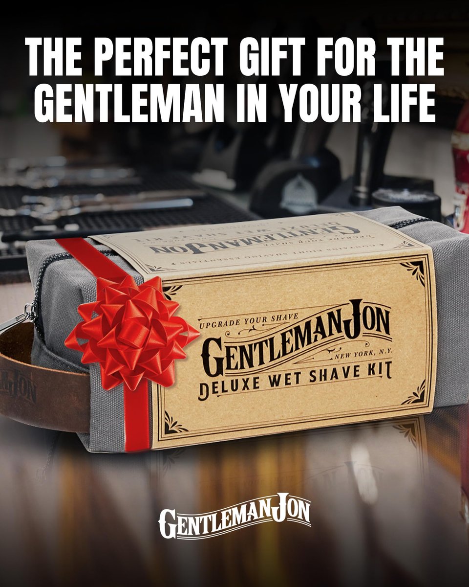 Gentleman Jon Deluxe Vintage Shaving Kit for Men - Complete 8-Piece Wet Shaving Set with Safety Razor, Badger Brush, Stand, Soap, Bowl, Alum Block & Dopp Kit Avelisse