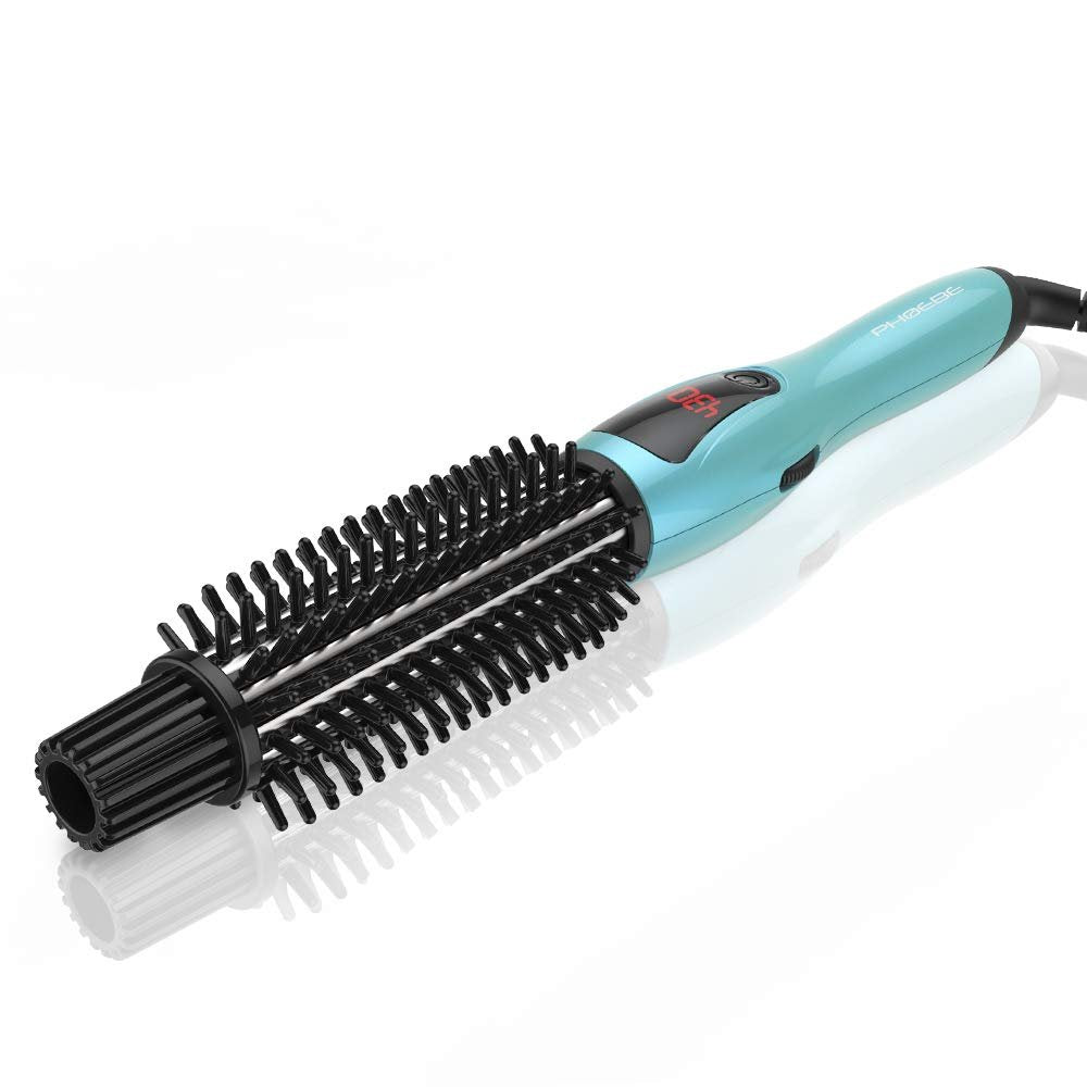 PHOEBE 1 Inch Ceramic Tourmaline Ionic Curling Iron – Dual Voltage Travel Hair Curler with Anti-Scald Hot Brush, Instant Heat Up for Long Hair (Turquoise) Avelisse