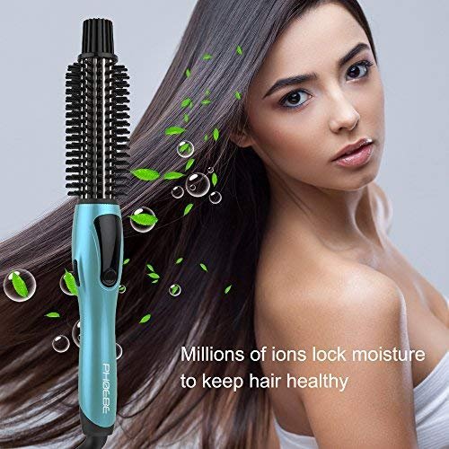 PHOEBE 1 Inch Ceramic Tourmaline Ionic Curling Iron – Dual Voltage Travel Hair Curler with Anti-Scald Hot Brush, Instant Heat Up for Long Hair (Turquoise) Avelisse