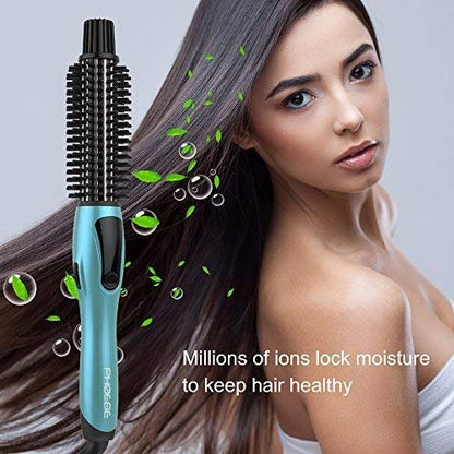 PHOEBE 1 Inch Ceramic Tourmaline Ionic Curling Iron – Dual Voltage Travel Hair Curler with Anti-Scald Hot Brush, Instant Heat Up for Long Hair (Turquoise) Avelisse