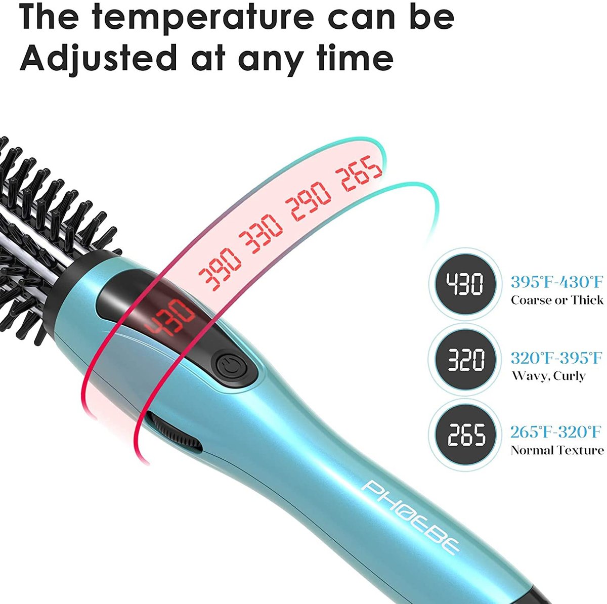 PHOEBE 1 Inch Ceramic Tourmaline Ionic Curling Iron – Dual Voltage Travel Hair Curler with Anti-Scald Hot Brush, Instant Heat Up for Long Hair (Turquoise) Avelisse