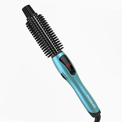PHOEBE 1 Inch Ceramic Tourmaline Ionic Curling Iron – Dual Voltage Travel Hair Curler with Anti-Scald Hot Brush, Instant Heat Up for Long Hair (Turquoise) Avelisse