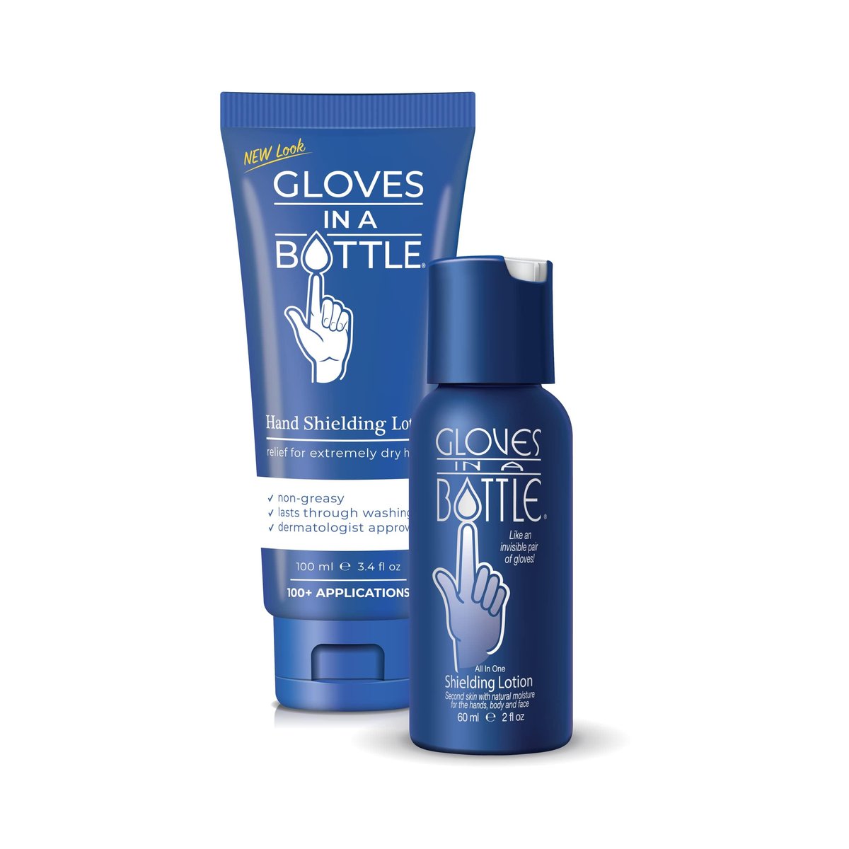 Gloves In A Bottle Shielding Lotion 3.4oz/100ml Tube + 2oz Combo - Second Skin for Hands & Body Avelisse