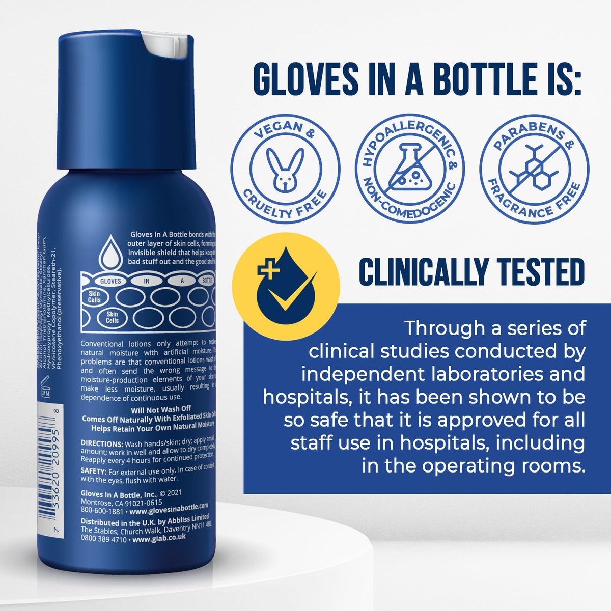 Gloves In A Bottle Shielding Lotion 3.4oz/100ml Tube + 2oz Combo - Second Skin for Hands & Body Avelisse