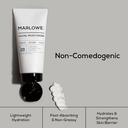 MARLOWE. No. 123 Facial Moisturizer for Men - Daily Face Lotion with Aloe Vera & Green Tea Extract, 6 oz, Lightweight, Non-Greasy, Fresh Aloe Citron Scent