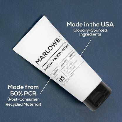 MARLOWE. No. 123 Facial Moisturizer for Men - Daily Face Lotion with Aloe Vera & Green Tea Extract, 6 oz, Lightweight, Non-Greasy, Fresh Aloe Citron Scent