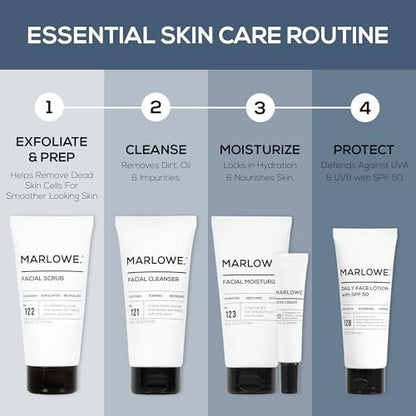 MARLOWE. No. 123 Facial Moisturizer for Men - Daily Face Lotion with Aloe Vera & Green Tea Extract, 6 oz, Lightweight, Non-Greasy, Fresh Aloe Citron Scent