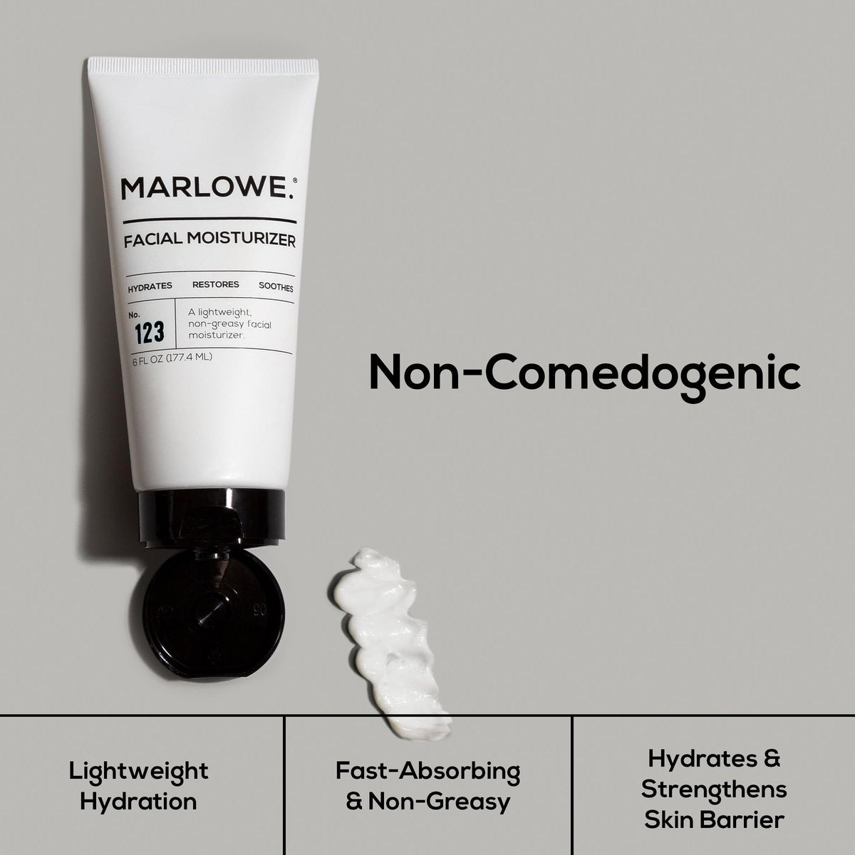 MARLOWE. No. 123 Facial Moisturizer for Men - Daily Face Lotion with Aloe Vera & Green Tea Extract, 6 oz, Lightweight, Non-Greasy, Fresh Aloe Citron Scent - görsel 9