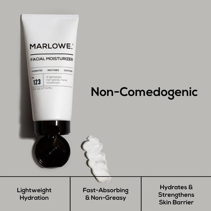 MARLOWE. No. 123 Facial Moisturizer for Men - Daily Face Lotion with Aloe Vera & Green Tea Extract, 6 oz, Lightweight, Non-Greasy, Fresh Aloe Citron Scent