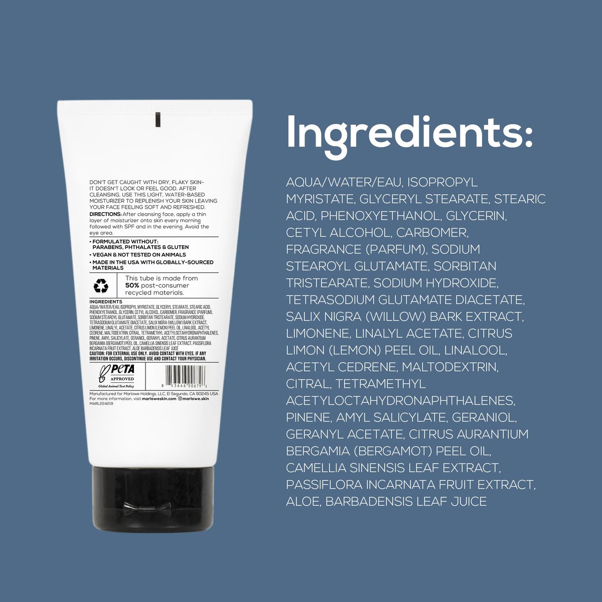 MARLOWE. No. 123 Facial Moisturizer for Men - Daily Face Lotion with Aloe Vera & Green Tea Extract, 6 oz, Lightweight, Non-Greasy, Fresh Aloe Citron Scent - görsel 13
