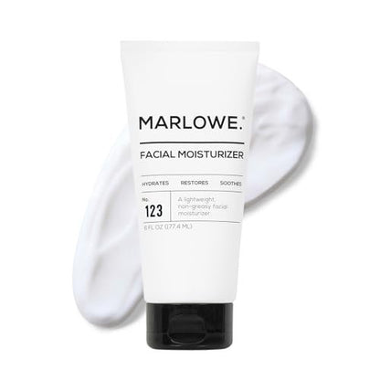 MARLOWE. No. 123 Facial Moisturizer for Men - Daily Face Lotion with Aloe Vera & Green Tea Extract, 6 oz, Lightweight, Non-Greasy, Fresh Aloe Citron Scent