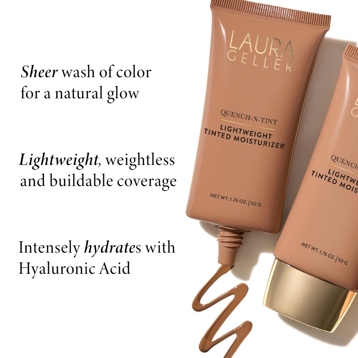 LAURA GELLER NEW YORK Quench-n-Tint Tinted Moisturizer - Medium | Sheer to Light Coverage with Hyaluronic Acid, Natural Glow Finish - görsel 5