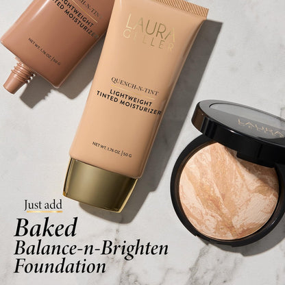 LAURA GELLER NEW YORK Quench-n-Tint Tinted Moisturizer - Medium | Sheer to Light Coverage with Hyaluronic Acid, Natural Glow Finish