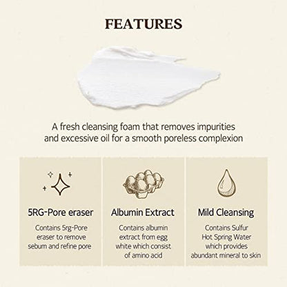 SKINFOOD Egg Perfect Pore Cleansing Foam 150ml - Pore Refining Facial Foam Cleanser with Egg Yolk & Albumin