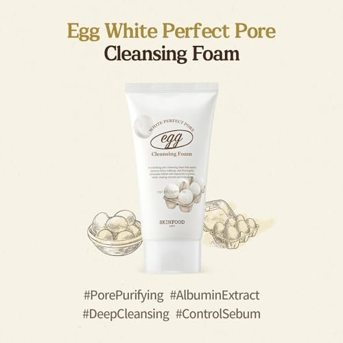 SKINFOOD Egg Perfect Pore Cleansing Foam 150ml - Pore Refining Facial Foam Cleanser with Egg Yolk & Albumin - görsel 4