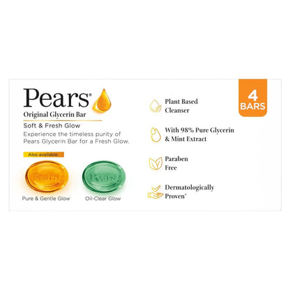 Pears Soft and Fresh Bathing Bar 125g (Buy 3 Get 1 Free)