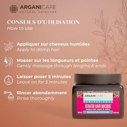 Arganicare Keratin Repair & Nutritious Mask for Dry and Damaged Hair - 16.91 fl oz