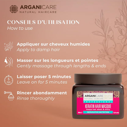 Arganicare Keratin Repair & Nutritious Mask for Dry and Damaged Hair - 16.91 fl oz