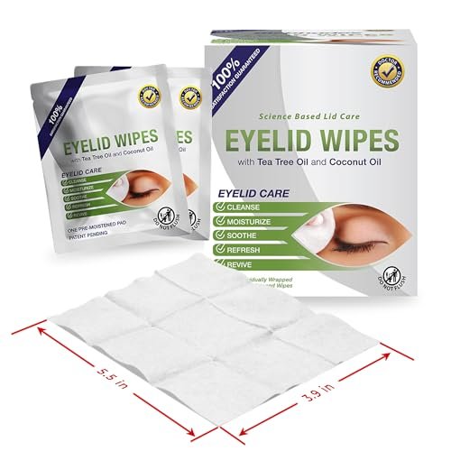 Lunovus Premium Eyelid Wipes with Tea Tree and Coconut Oil – 30 Individually Wrapped Natural Cleansing Wipes for Itchy Eyes - görsel 5