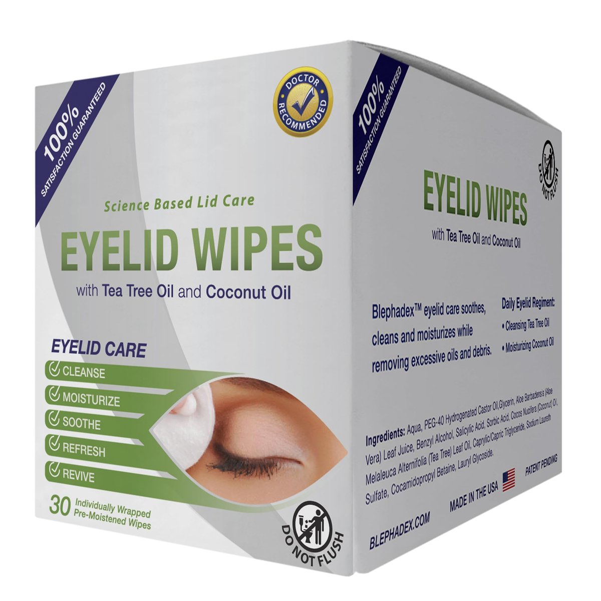 Lunovus Premium Eyelid Wipes with Tea Tree and Coconut Oil – 30 Individually Wrapped Natural Cleansing Wipes for Itchy Eyes - görsel 14