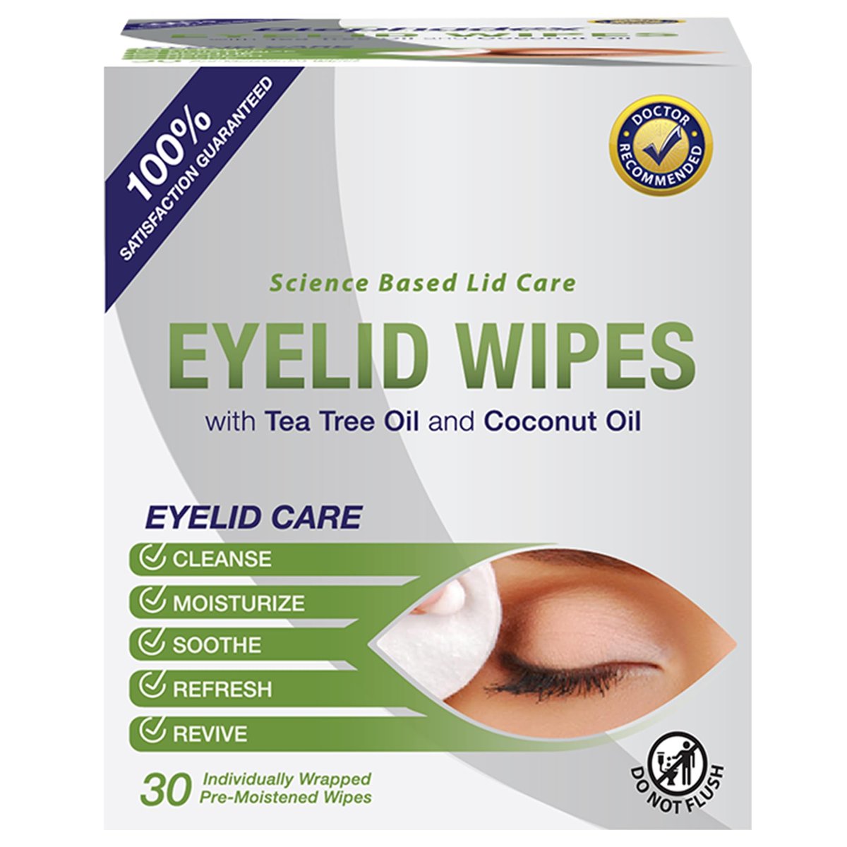 Lunovus Premium Eyelid Wipes with Tea Tree and Coconut Oil – 30 Individually Wrapped Natural Cleansing Wipes for Itchy Eyes - görsel 4