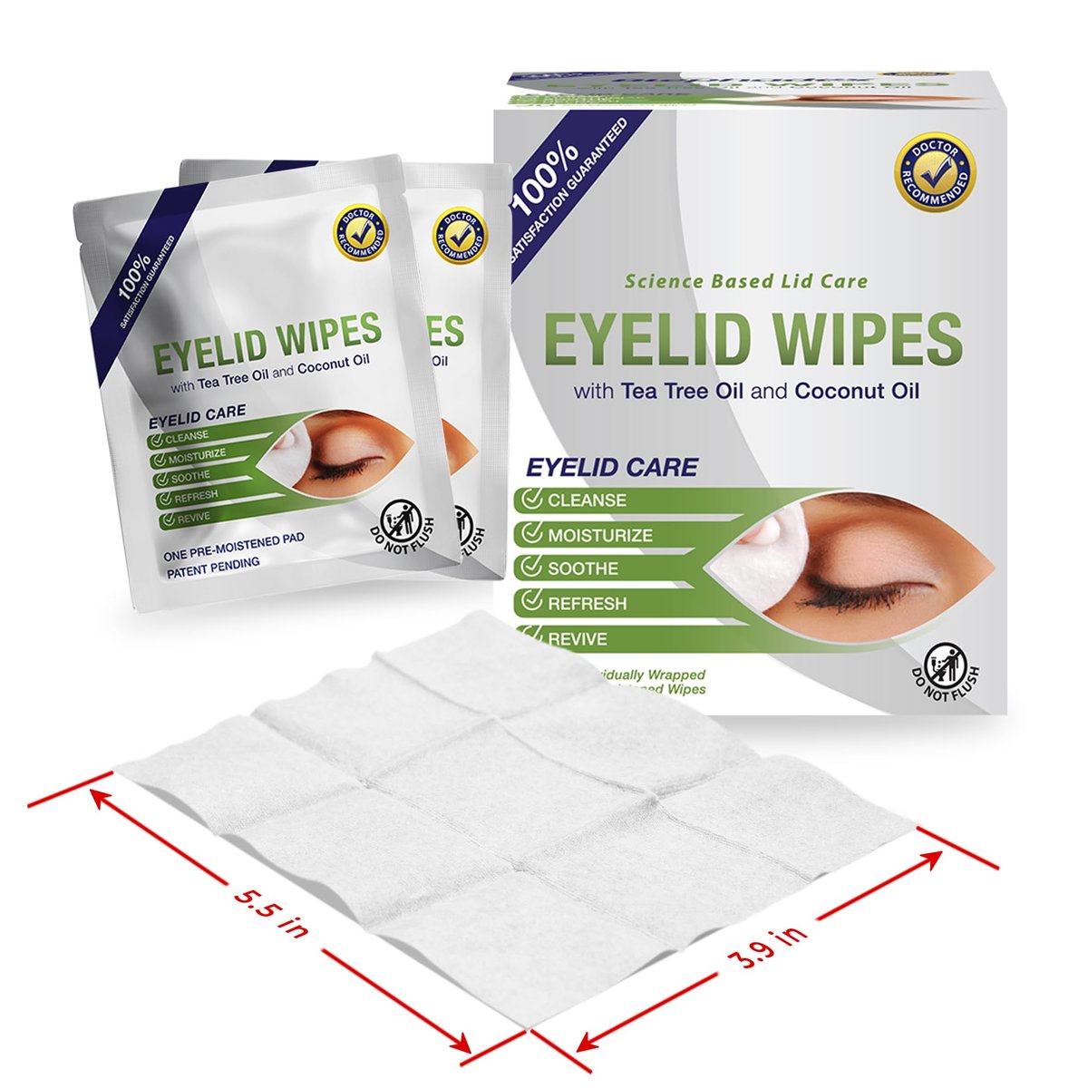 Lunovus Premium Eyelid Wipes with Tea Tree and Coconut Oil – 30 Individually Wrapped Natural Cleansing Wipes for Itchy Eyes - görsel 6