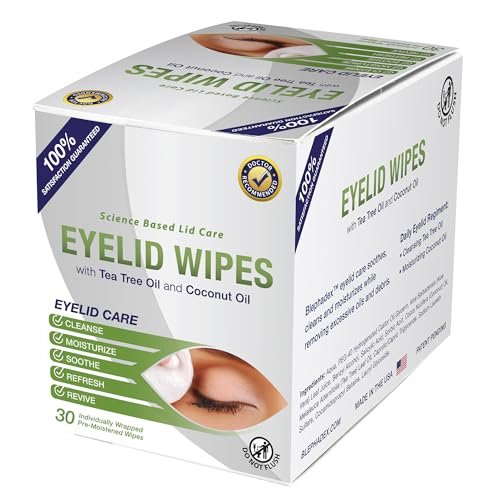 Lunovus Premium Eyelid Wipes with Tea Tree and Coconut Oil – 30 Individually Wrapped Natural Cleansing Wipes for Itchy Eyes - görsel 9