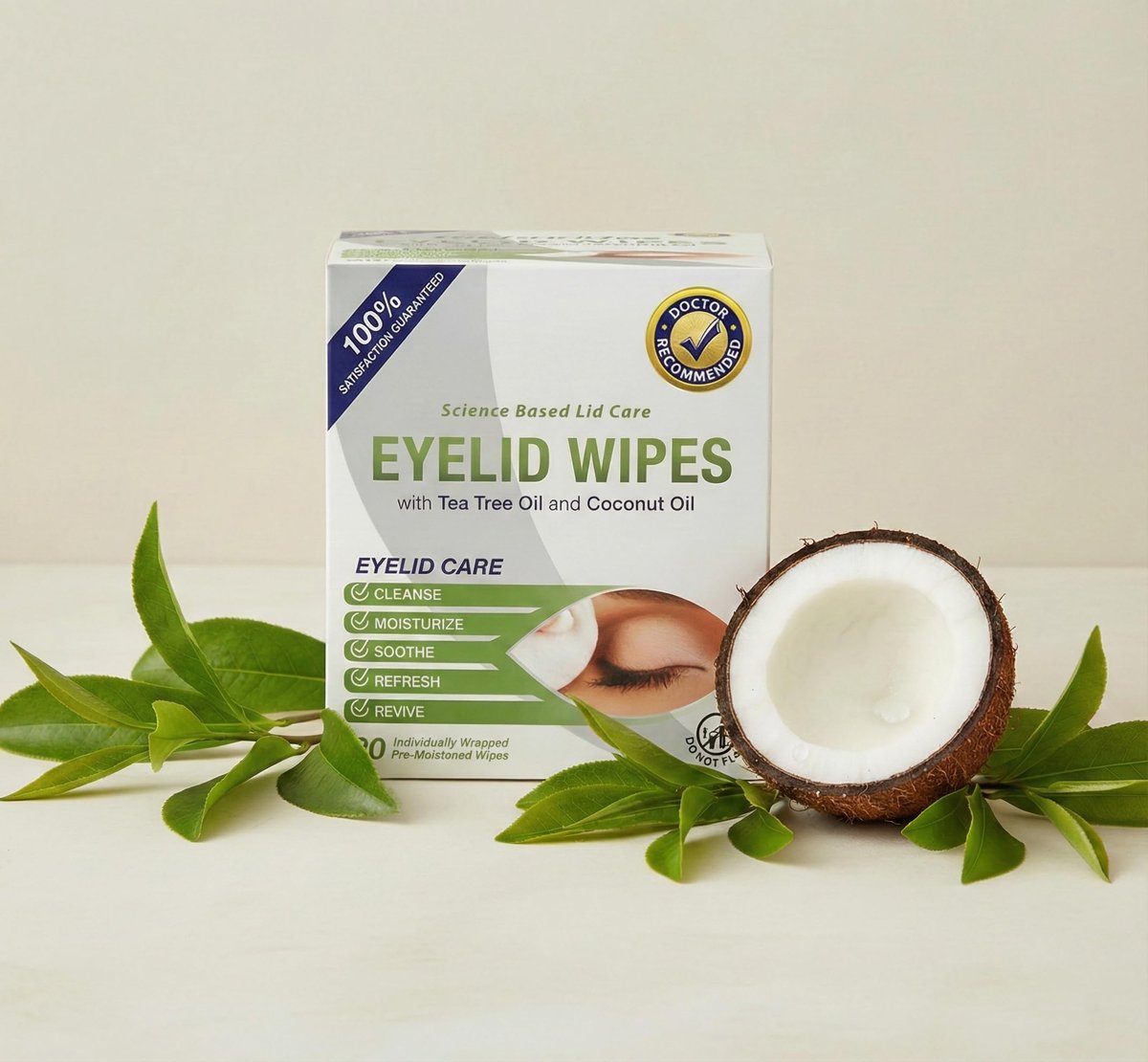 Lunovus Premium Eyelid Wipes with Tea Tree and Coconut Oil – 30 Individually Wrapped Natural Cleansing Wipes for Itchy Eyes - görsel 8