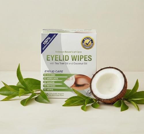 Lunovus Premium Eyelid Wipes with Tea Tree and Coconut Oil – 30 Individually Wrapped Natural Cleansing Wipes for Itchy Eyes - görsel 7