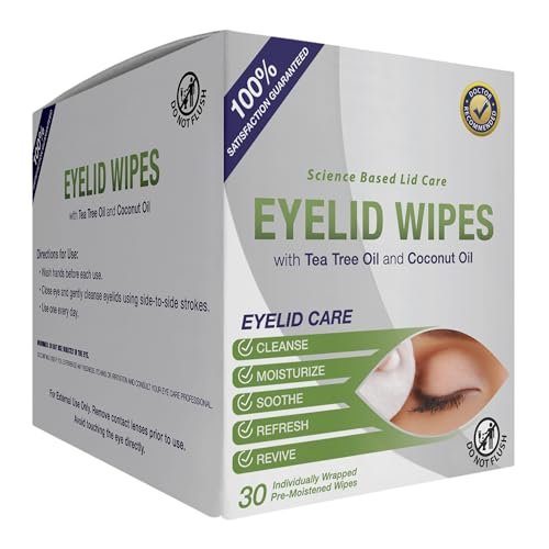 Lunovus Premium Eyelid Wipes with Tea Tree and Coconut Oil – 30 Individually Wrapped Natural Cleansing Wipes for Itchy Eyes - görsel 11