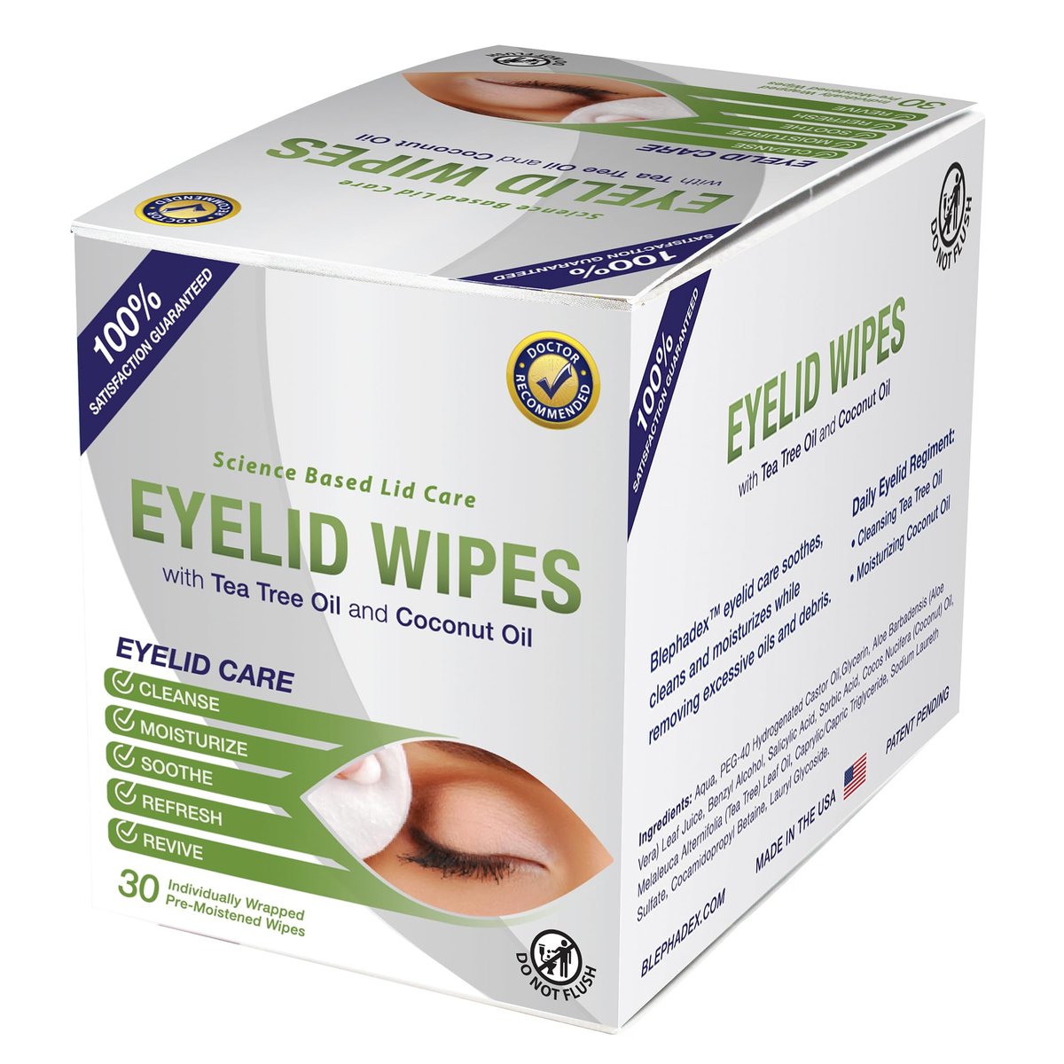 Lunovus Premium Eyelid Wipes with Tea Tree and Coconut Oil – 30 Individually Wrapped Natural Cleansing Wipes for Itchy Eyes - görsel 10