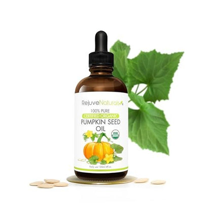 Organic Pumpkin Seed Oil for Hair Growth, Eyebrows, Eyelashes & Overactive Bladder – 4 oz Cold Pressed, USDA Certified Avelisse