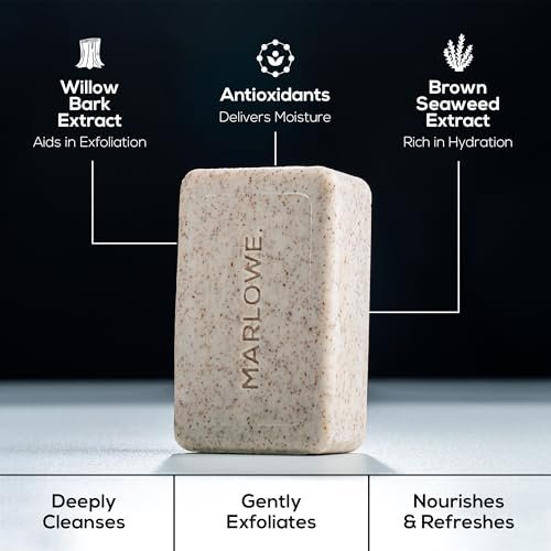 MARLOWE. No. 102 Body Scrub Soap – Exfoliating Bar with Shea Butter, Olive Oil & Green Tea, Sage & Fir Scent, 7 oz Avelisse