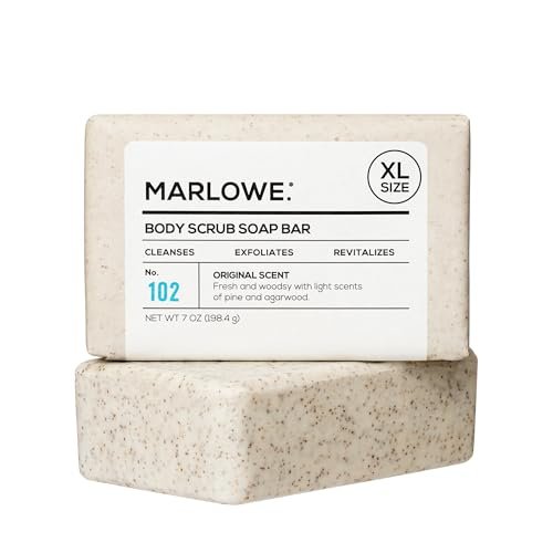 MARLOWE. No. 102 Body Scrub Soap – Exfoliating Bar with Shea Butter, Olive Oil & Green Tea, Sage & Fir Scent, 7 oz Avelisse
