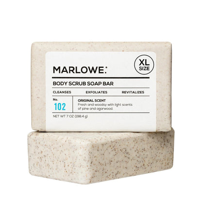 MARLOWE. No. 102 Body Scrub Soap – Exfoliating Bar with Shea Butter, Olive Oil & Green Tea, Sage & Fir Scent, 7 oz Avelisse