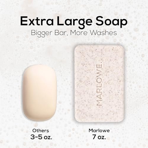 MARLOWE. No. 102 Body Scrub Soap – Exfoliating Bar with Shea Butter, Olive Oil & Green Tea, Sage & Fir Scent, 7 oz Avelisse