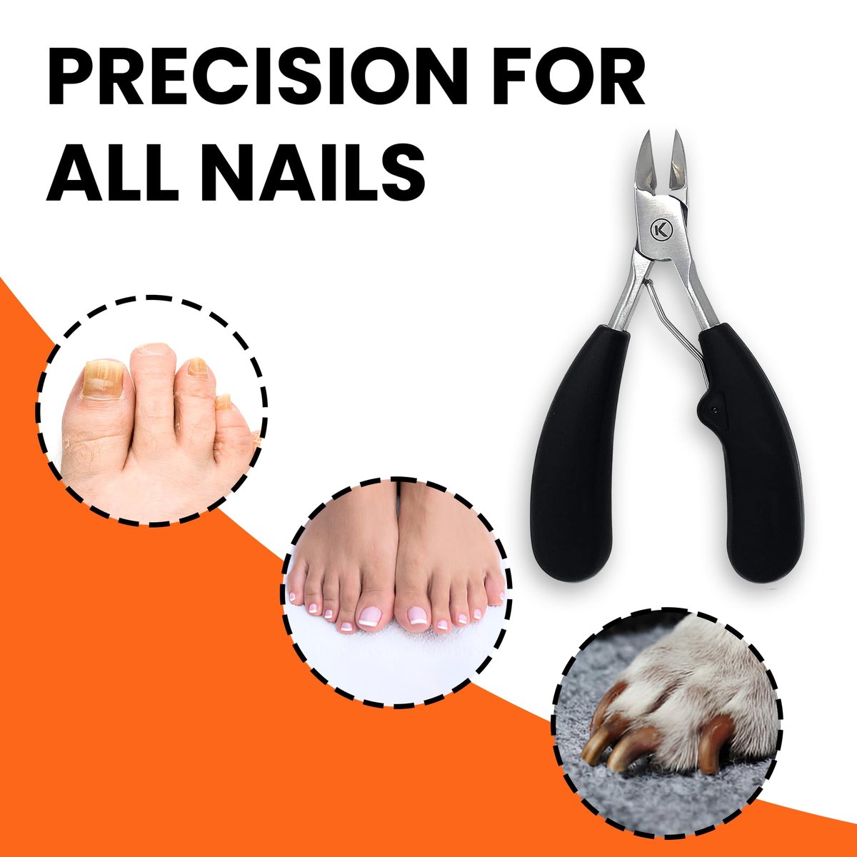 Kohm Toenail Clippers – Extra-Wide Blade & Non-Slip Grip for Thick, Ingrown & Fungal Nails – Heavy Duty Nail Cutter for Seniors, Men, Women & Pets Avelisse
