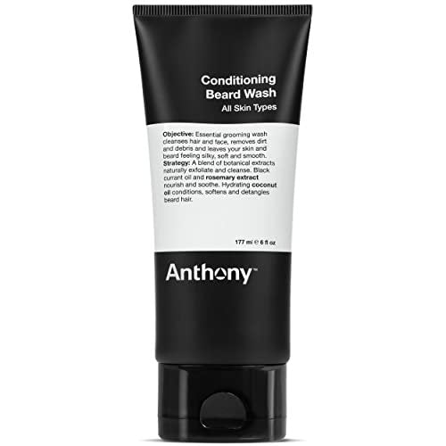 Anthony Conditioning Beard Wash – 6 Fl Oz with Botanical Extracts, Rosemary, Black Currant & Coconut Oils for Cleansing, Hydrating & Softening Beard Hair Avelisse